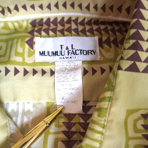 T&L Muumuu Factory Hawaiin Shirt XL Aloha Cotton Made in Hawaii Tribal Print VTG - Picture 4 of 7